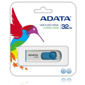 CLE USB ADATA C008 32 GO RETRACTABLE BLANC/BLEU